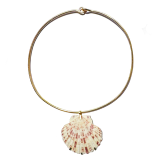 18K Gold plated hasli choker necklace with natural shell pendant
