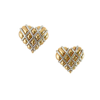 Mixed metal heart shaped stud earrings 
