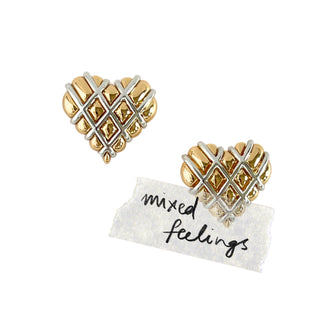 Mixed Metal Heart stud earrings 