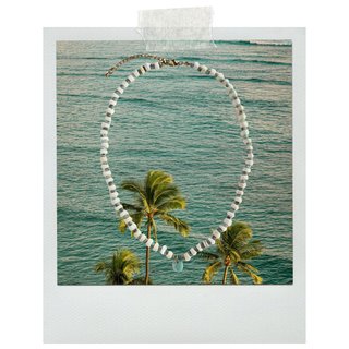 Larimar ,shell & amazonite resortwear necklace