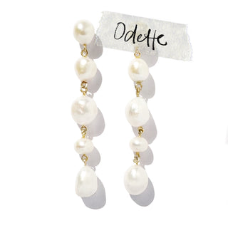 18k gold plated Freshwater pearls organic shoulder duster earrings