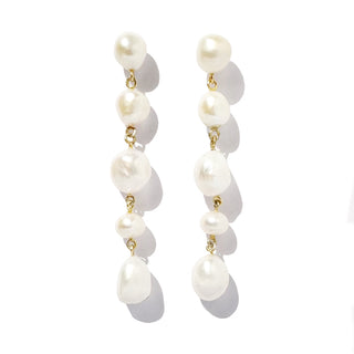 18k gold plated Freshwater pearls organic shoulder duster earrings