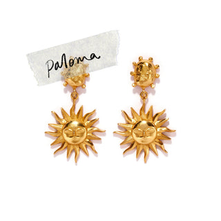 PALOMA EARRINGS - SUN SHAPED DROP GOLD PLATED AFFORDABLE PREMIUM SUMMER EARRINGS