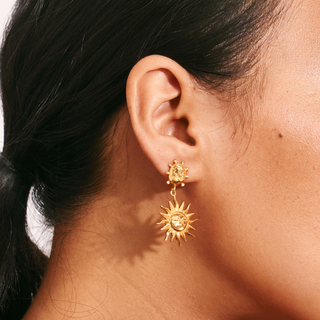 PALOMA EARRINGS - SUN SHAPED DROP GOLD PLATED AFFORDABLE PREMIUM SUMMER EARRINGS