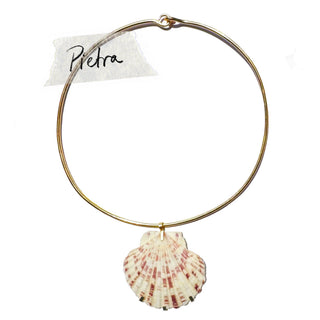 18K Gold plated hasli choker necklace with natural shell pendant