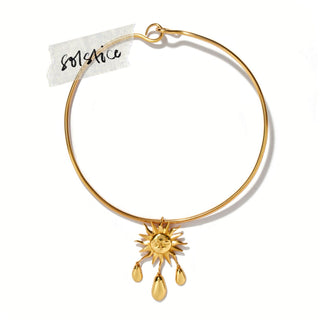 SOLSTICE - 18K GOLD PLATED HASLI CHOKER WITH STATEMENT SUN SHAPED DANGLER PENDANT AFFORDABLE PREMIUM