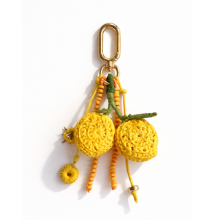 Summer yellow lemon bag charm - Crochet Raffia technique